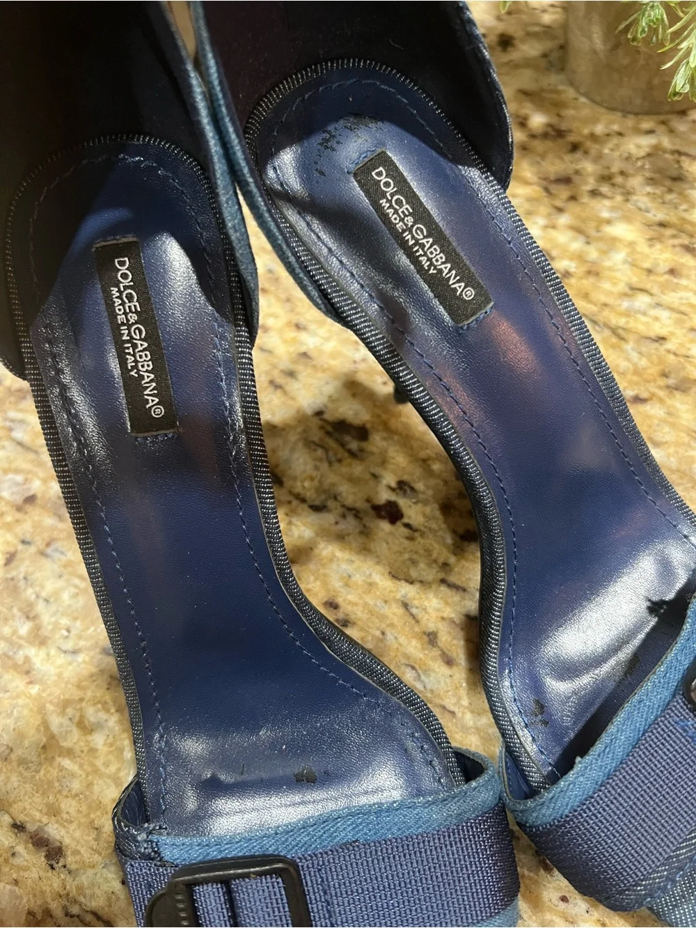 Dolce& Gabbana Patchwork Denim Sandals w/ Baroque DG Heels 40